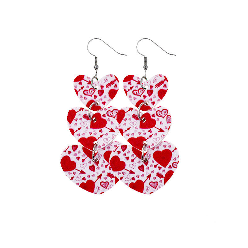 Wholesale In stock wholesale Valentine's Day series suit leather earrings cross-border creative personality love heart leather earrings